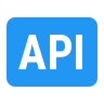 A blue square with an API in black written on it